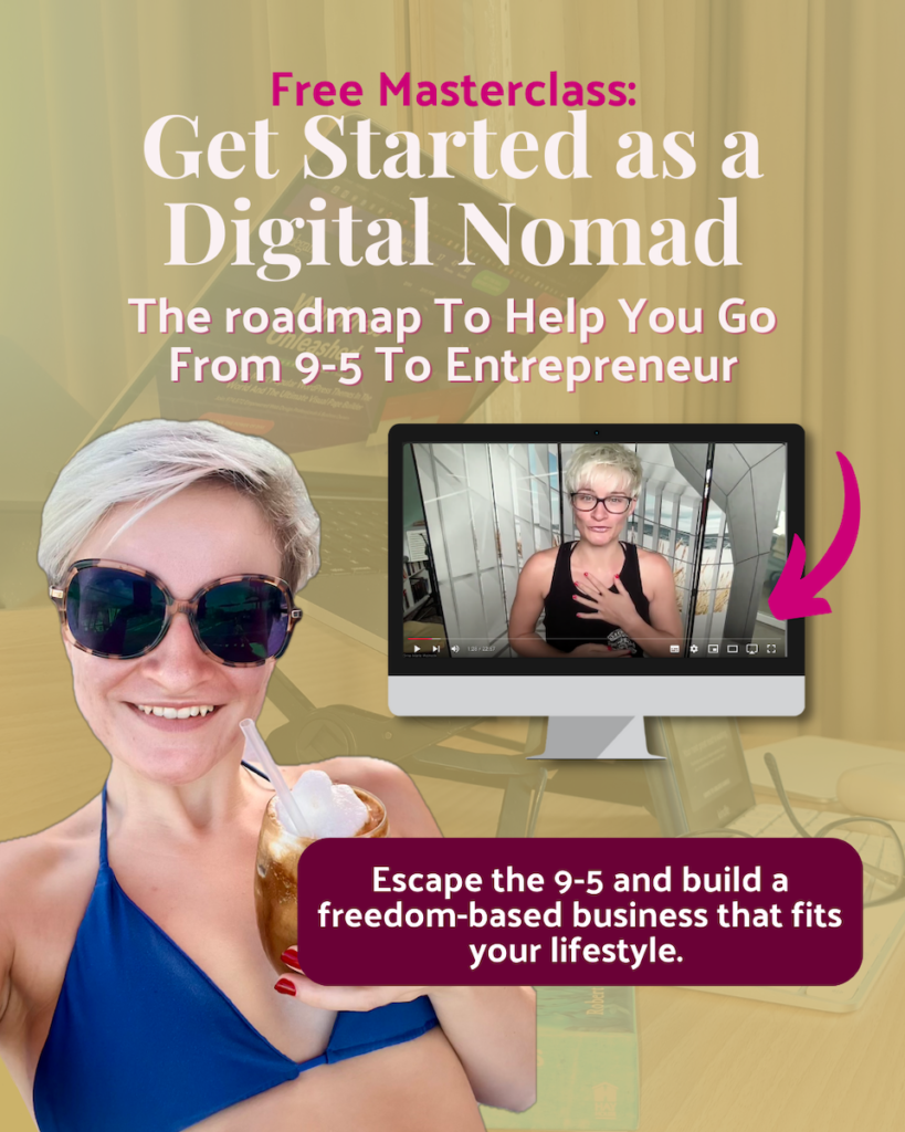 Get Started as a Digital Nomad The roadmap to help you go from 9-5 to entrepreneur Taught by a Veteran Digital Nomad, 6-Figure Professional Coach, and fierce Freedom Seeker, Dina-Marie.